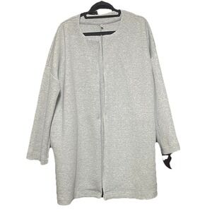 MUJI Collarless Sweatshirt Coat Grey Minimalist Lightweight Casual Weekend M/L